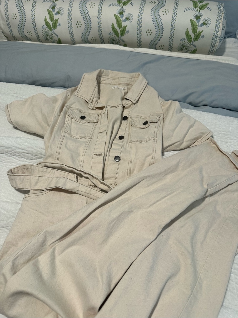 Avec Les Filles Cream Utility Jumpsuit with Belt